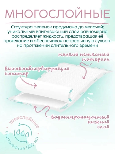 Пеленки детские Marabu Platinum Line одноразовые впитывающие 45x60 см 5 шт