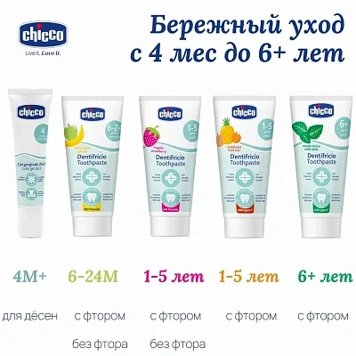 Паста зубная Chicco детская со вкусом клубники, 50 мл 12+ мес.