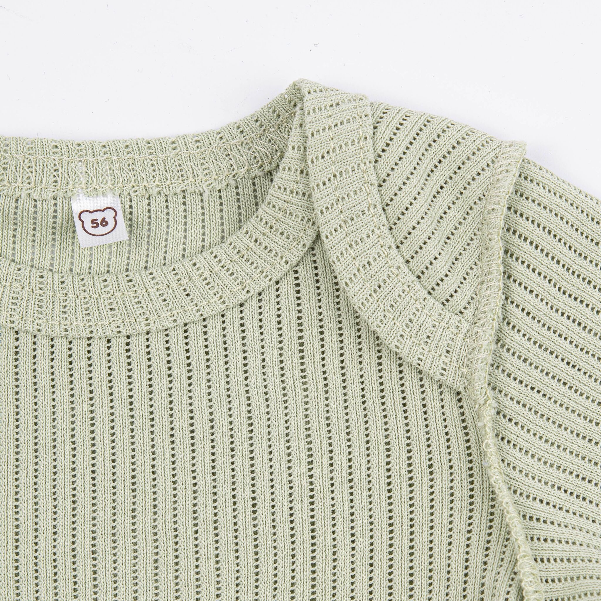 Боди с длинным рукавом BUNGLY "Шалфей" из хлопка в рубчик 0-3м 3