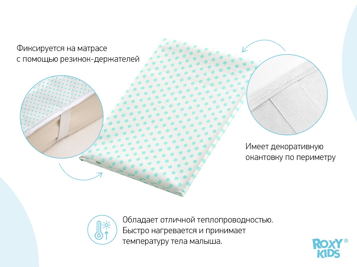 oilcloth_bandsholders_dots_8c725ba811 Клеёнка-наматрасник Roxy Kids с резинками-держателями 68х100 см 3