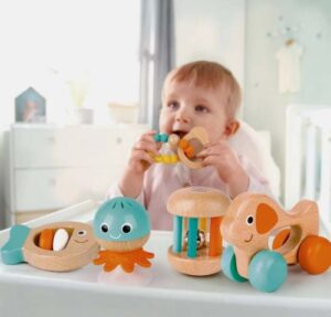 277qm5nxrose9upshyh1el8rb7pl1tj6 Подарочный набор игрушек погремушек Hape для новорожденных "Малышам" 5