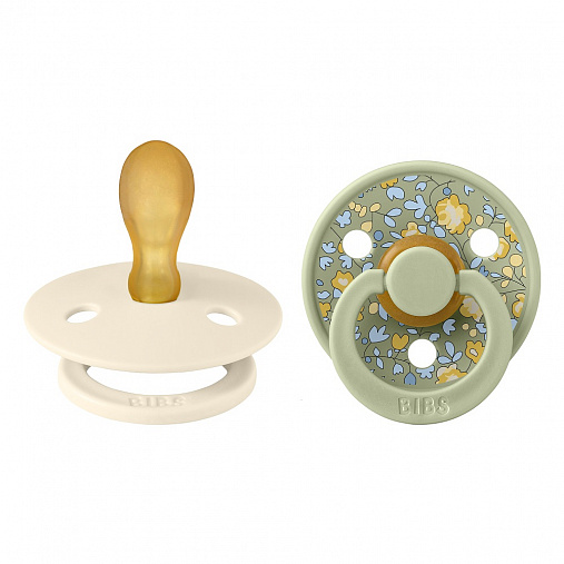 222111103_BIBSxLIBERTY_COLOUR_PACK_Sym_Latex_S2_Eloise_SageMix_2 Набор пустышек латексных BIBS Liberty Colour Symmetrical, 2 шт. - Eloise, 6+ мес. 1