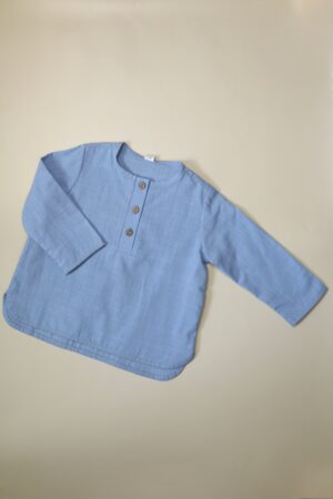 Рубашка MATUSHKIN на трех пуговицах, длинный рукав, хлопок 4 Рубашка голубая