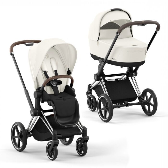 23850_2xa Коляска 2 в 1 Cybex Priam IV Off White рама Chrome Brown 1