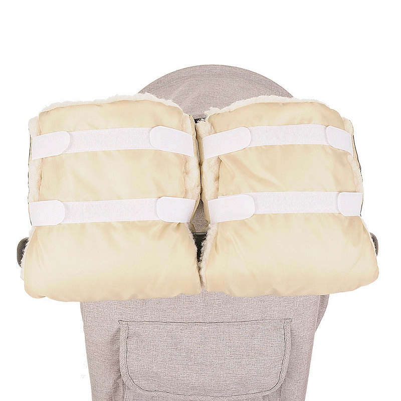 BAMBOLA Муфты-варежки на липучках шерстяной мех+плащевка (Лайт) Бежевые 3 BAMBOLA Муфты-варежки на липучках шерстяной мех+плащевка (Лайт) Бежевые 2